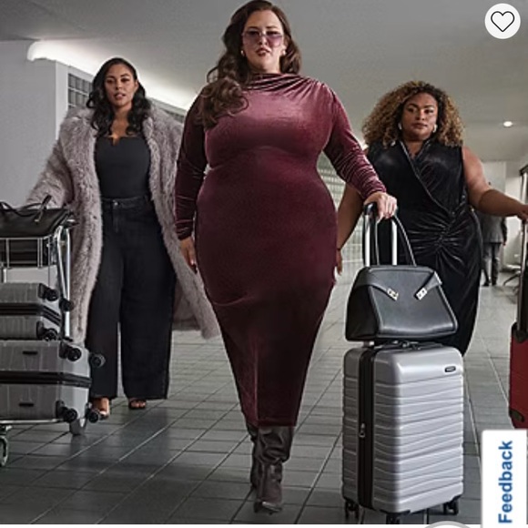 Ashley Graham Dresses & Skirts - Ashley Graham Deep Red Velvet Long Sleeve Dress